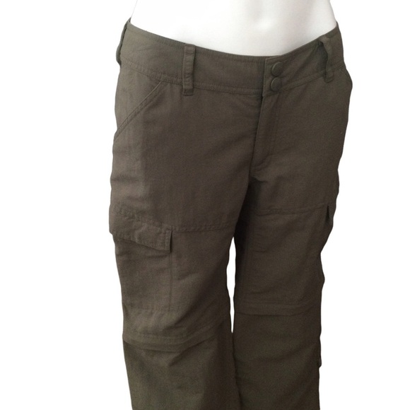 North Face Khaki Green Convertible Outdoor Activewear Pants/Shorts - Picture 3 of 16